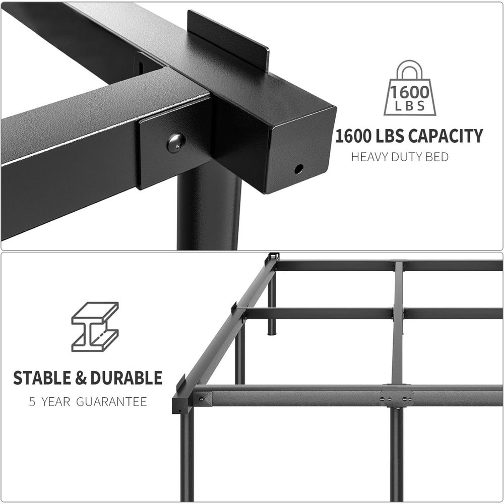 JOM Metal Bed Frame Queen Size - 14 Inch Rails Bedframe for Box Spring - Picture 7 of 7